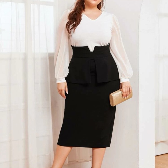 SHEIN Dresses & Skirts - Chic High-Rise Elegant Peplum Pencil Skirt Sz 2XL (16)